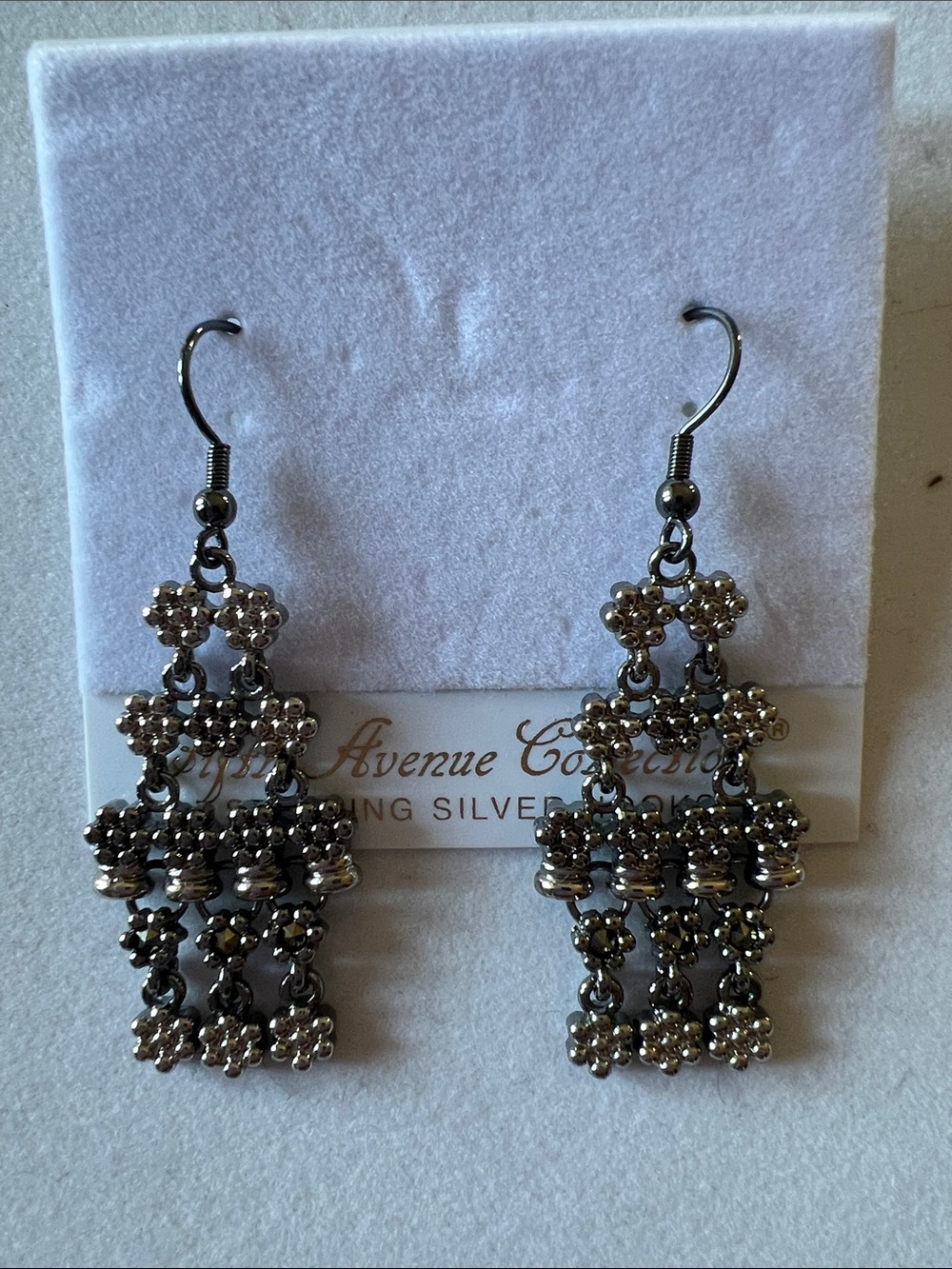 5th Avenue Collection Gunmetal Floral Chandelier Earrings